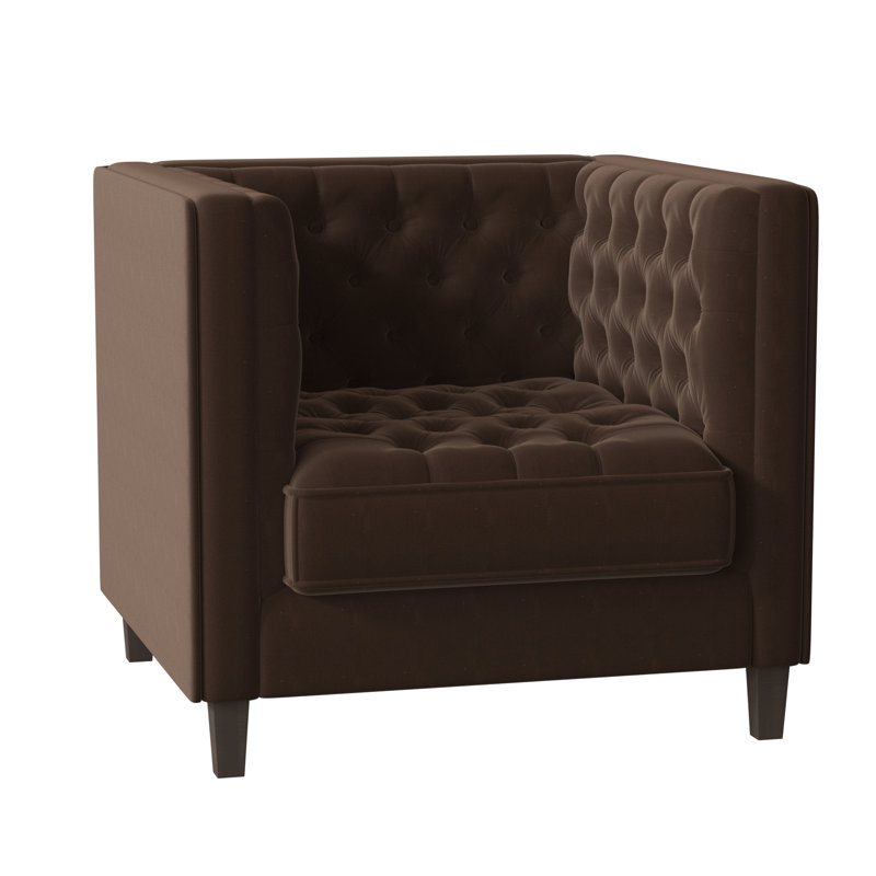 Jess Tufted Armchair, Sachi Chocolate, Brown Mahogany