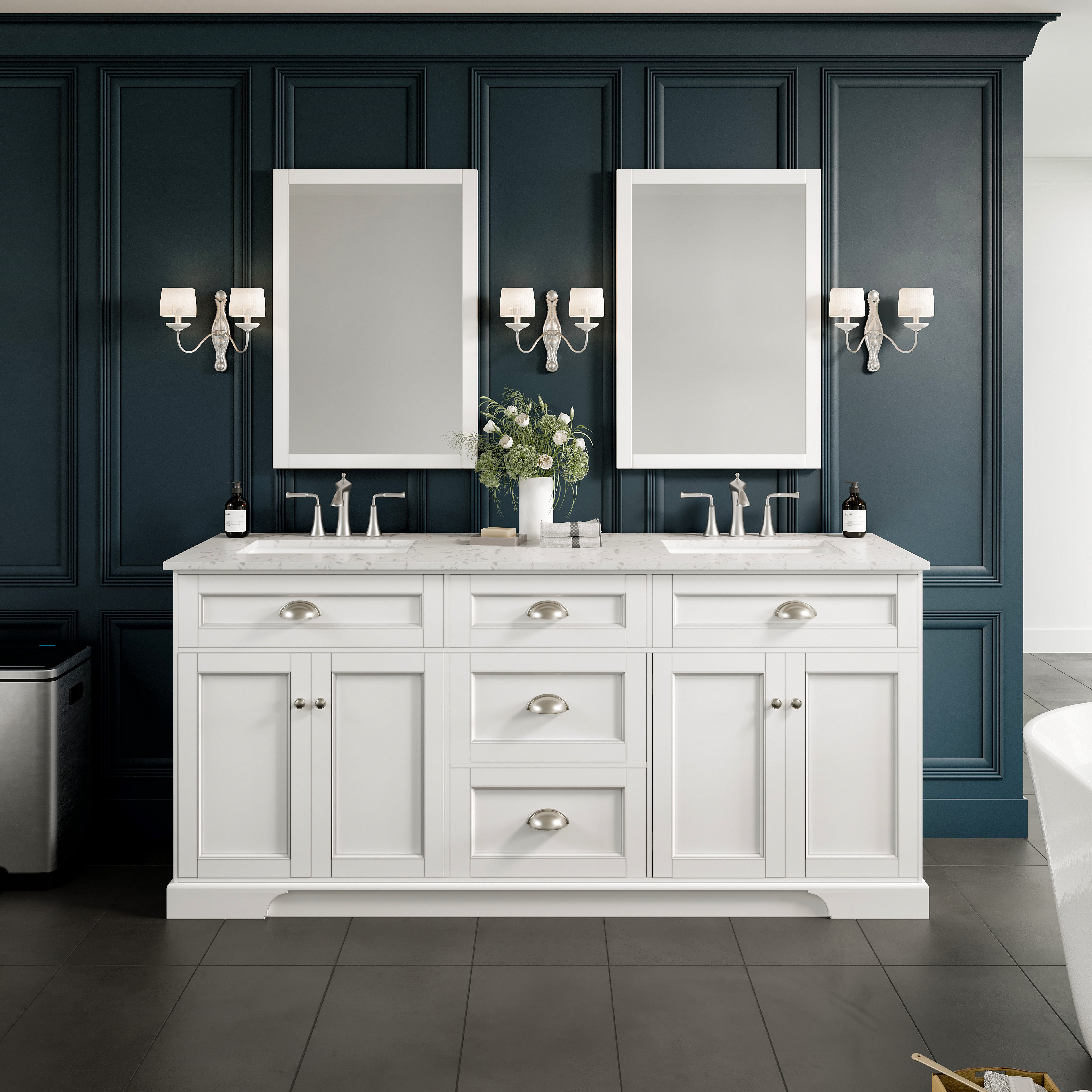 Red Barrel Studio® Epic 72'' Double Bathroom Vanity with Quartz Top ...