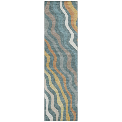 Machine Washable Indoor/Outdoor Chantille ACN2570 Abstract Rug