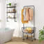 Chariot à linge avec support suspendu, panier à linge en métal avec roues, panier à linge avec panier de rangement, chariot à linge roulant avec roues, argent-102055052