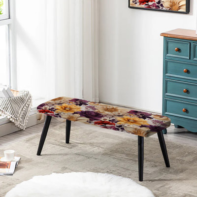 Banc de jardin mauve et mauve à motif de fleurs mauves et jaunes