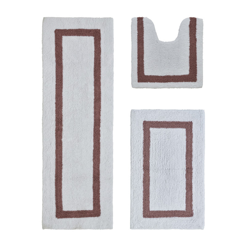 Ensemble de tapis de salle de bain réversible 100% coton ultra doux 3 pièces Atle, 3PC (20" x 20" | 21" x 34" | 20" x 60")