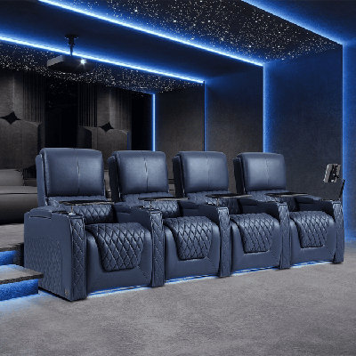 Haiylee Zero Gravity Home Theater Seating Top Grain Leather Recliner Sofa Power Headrest Footrest