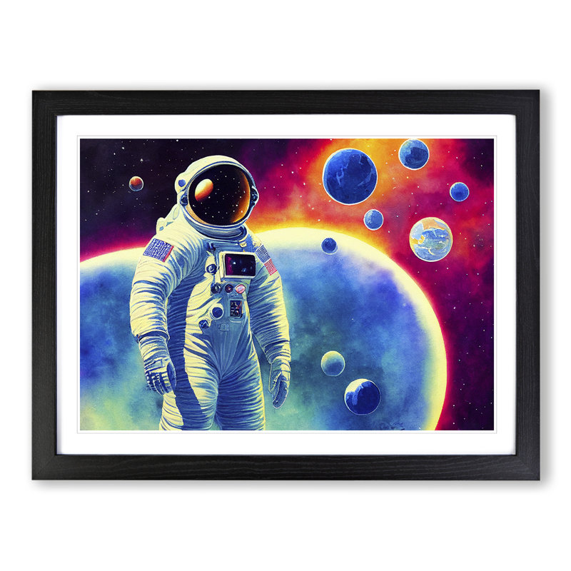 Colourful Astronaut Vol.4 - Single Picture Frame Print, Black, 46cm H x 64cm W x 2cm D