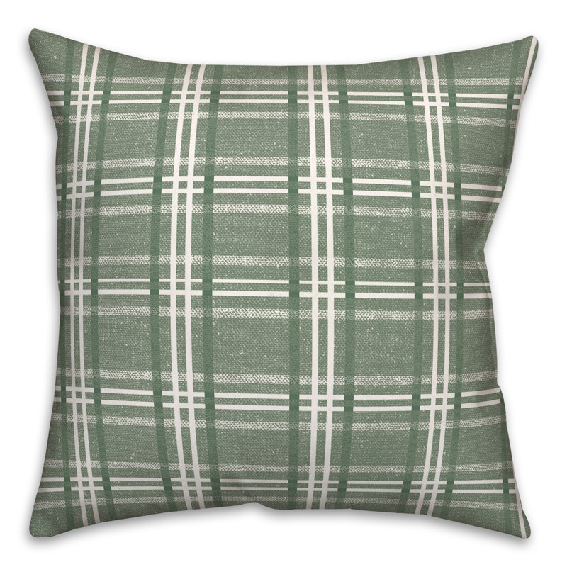 Housse et insert de coussin carré extérieur Busy Plaid 12, 18 po x 18 po, Vert