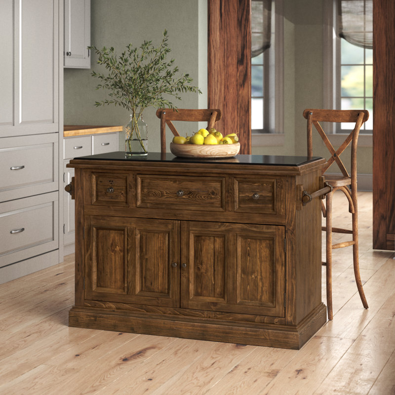 Harpenden Kitchen Island, Light Brown/Black