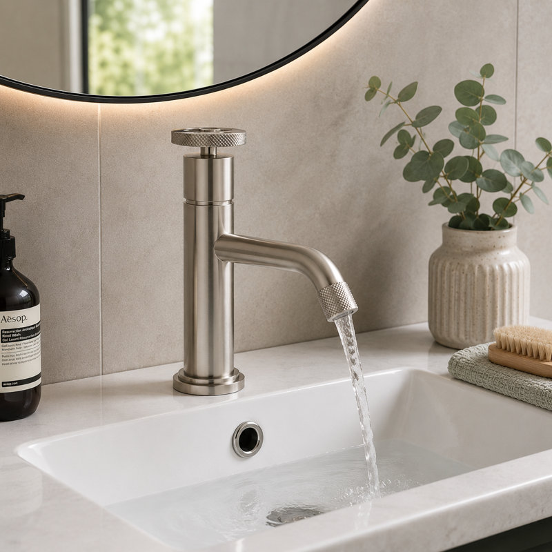 Robin Mono Basin Mixer Tap - Brushed Nickel, Brushed Nickel
