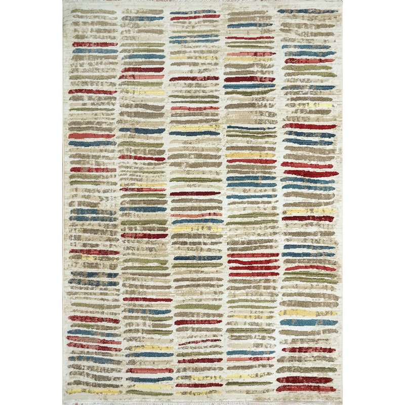 Tapis vert / beige Jayceion, Tapis de couloir 2 pi 2 po x 7 pi 5 po