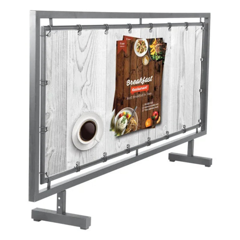 Street Barrier Crowd Control Security Sign Holder, Silver