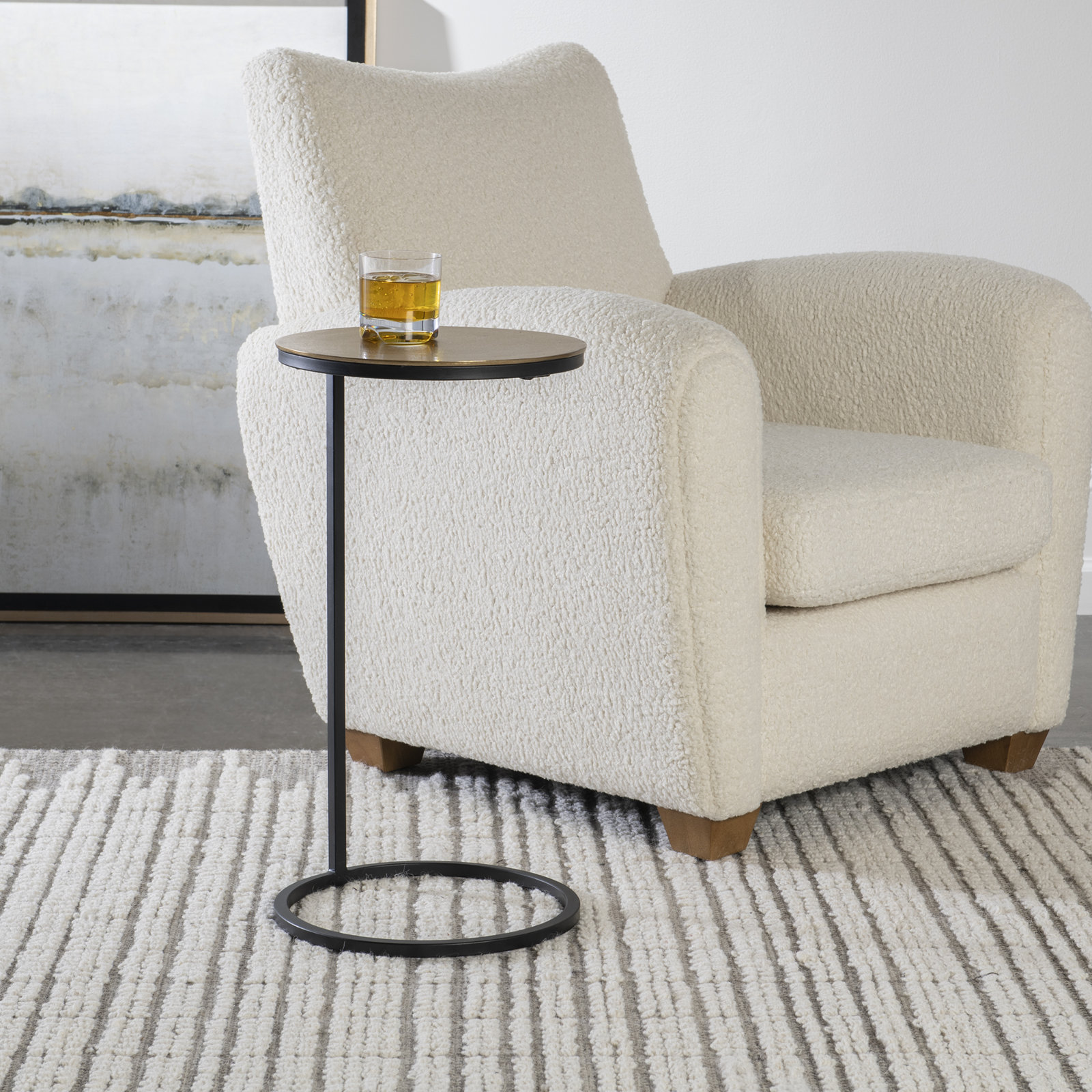 Addie C Table End Table, Antique Gold Top/Black Base