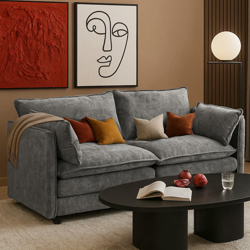 72.4" Modern Sectional Sofa Comfy Cloud Couch For Living Room, Light Gray