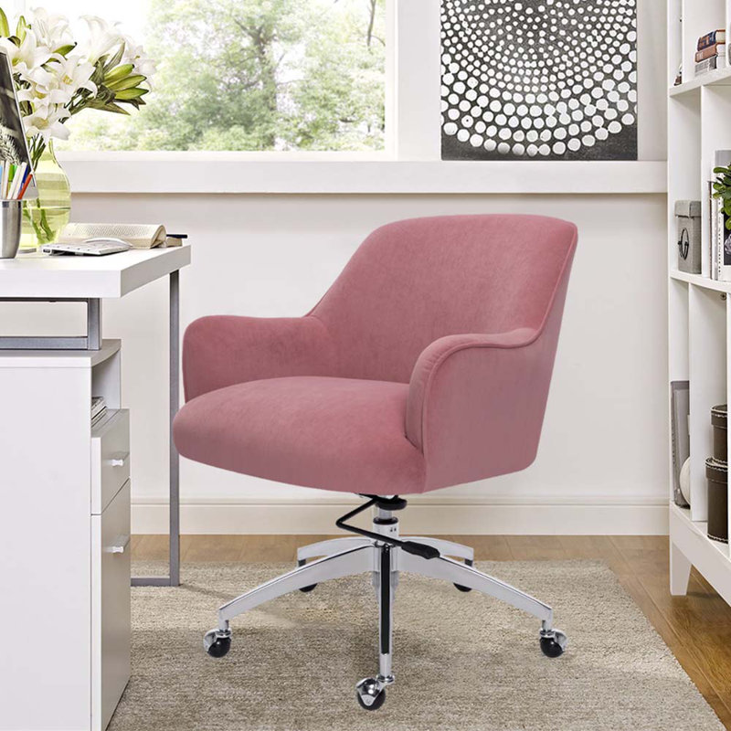 Pridbjorn Velvet Office Chair, Pink