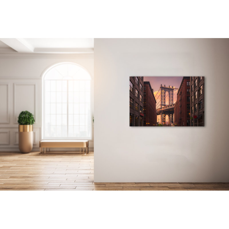 Manhattan Bridge From Brooklyn Street - Print on Plastic / Acrylic, Unframed, 80cm H x 120cm W x 10cm D