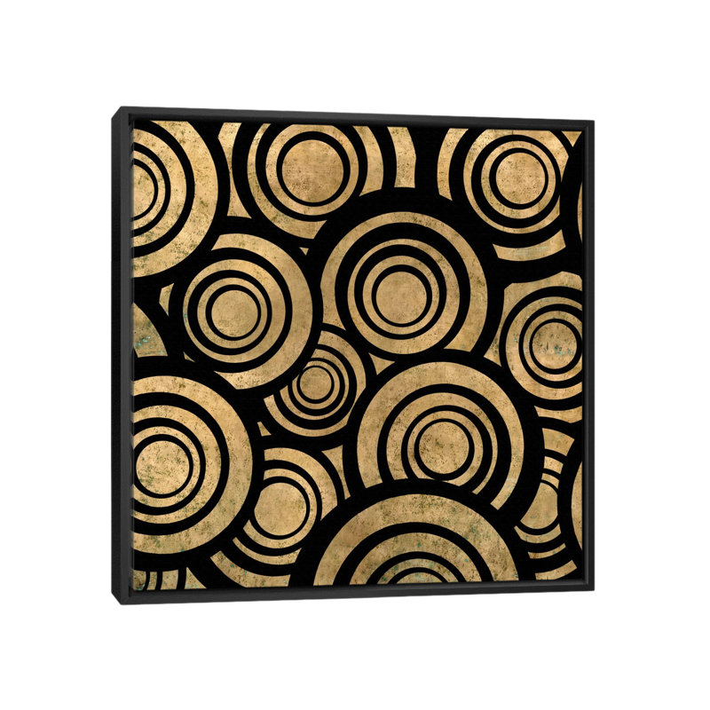 Albree " Modern Art- Overlapping Circle Pattern " by 5by5collective, 26" H x 26" W x 1.5" D, Black Framed Canvas, No Mat