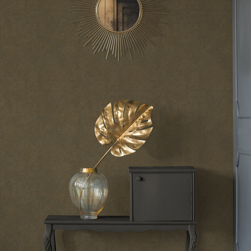 Mosaic 10.05m x 53cm Textured Metallic Finish Wallpaper Roll, Brown/Gold