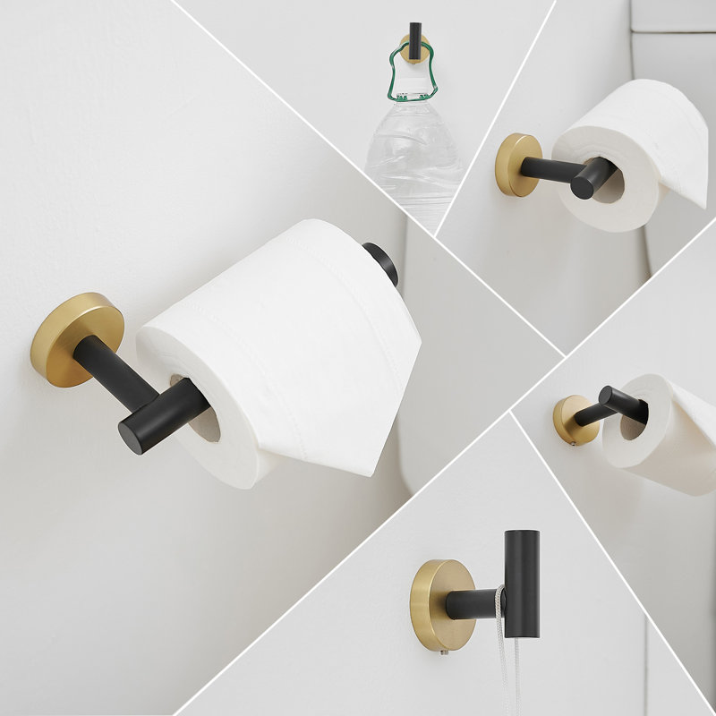 5 - Piece Bathroom Hardware Set, Black/Gold
