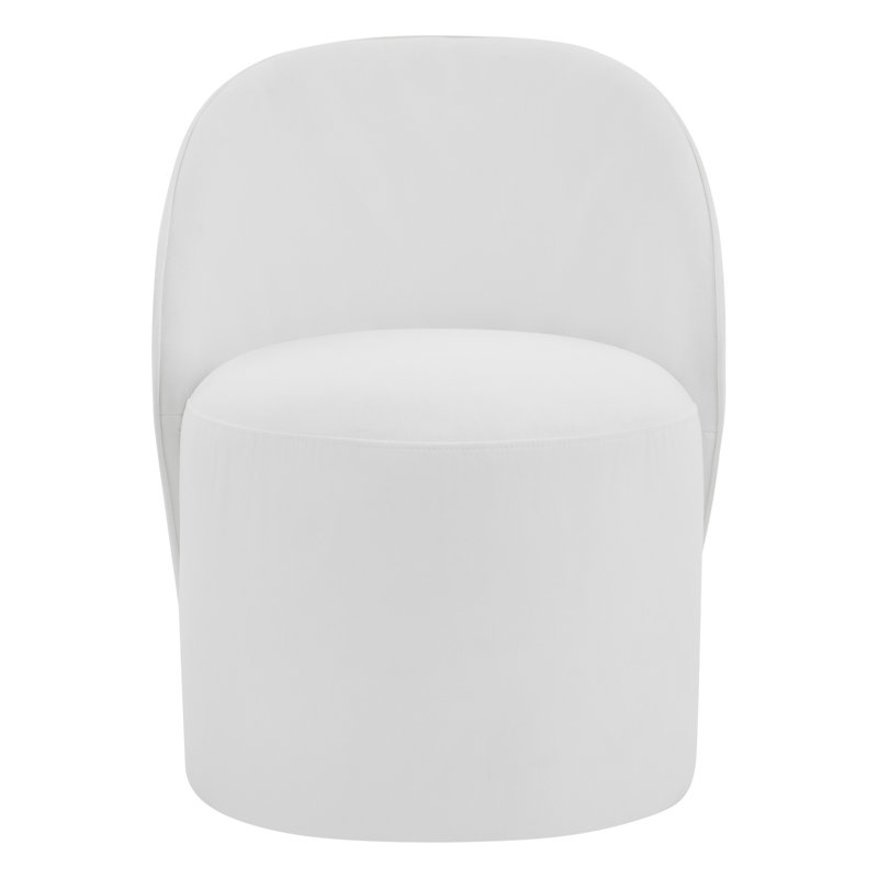 Chaise d'appoint rembourrée avec roulettes Sharlene, Mélange de polyester blanc