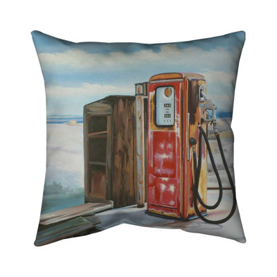 Old gas pump - 16"x16" Throw pillow cover - Poly twill - Print on demand