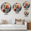 «Blue Little Bird On Rose Tree Banch II», art mural rond en métal à motif floral-88629273