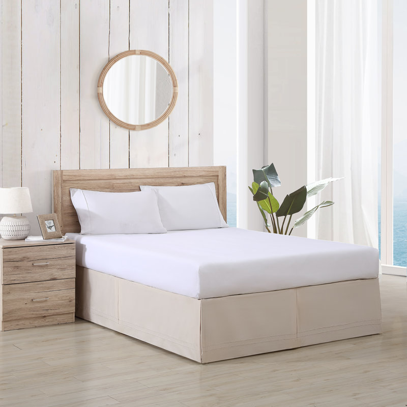Beige Cotton King Split Corner Bed Skirt