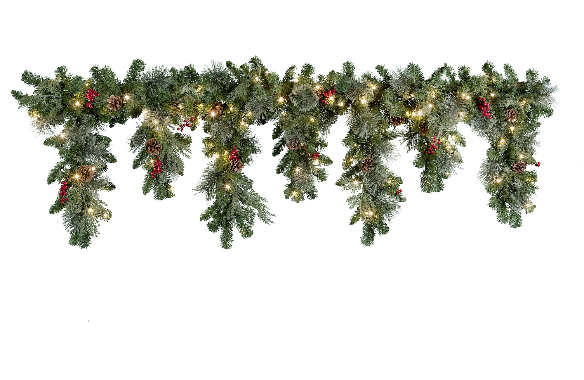 Haute Decor Classic Cascading Mantle Pre-Lit Swag with 100 Clear Lights & Reviews | Wayfair