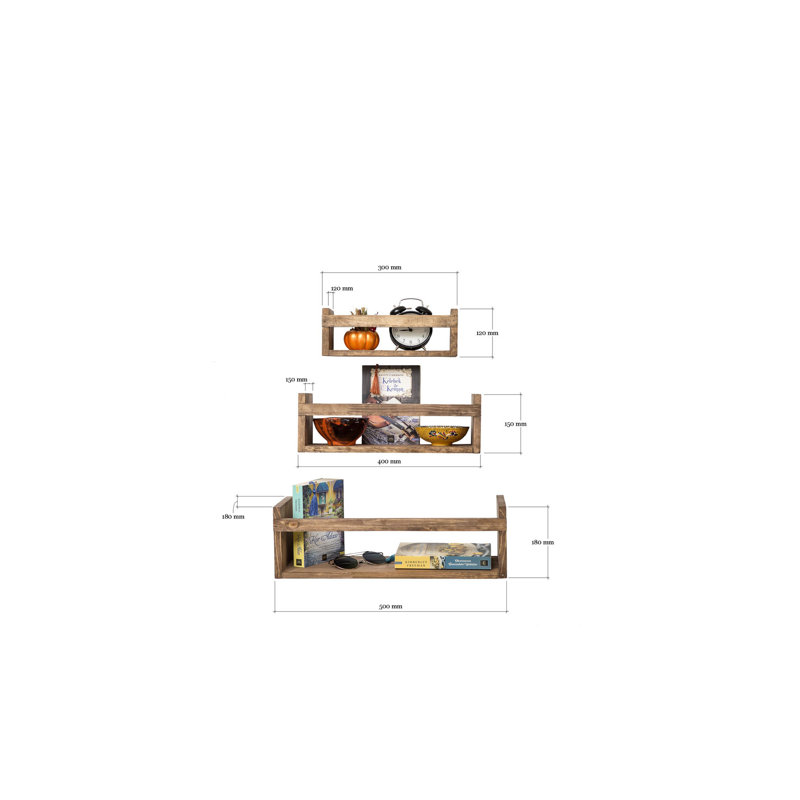 Tablette flottante en bois massif 3 pièces Westwood