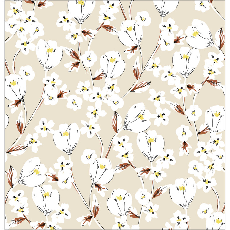 Rideau de douche rétro floral 71 "x 72" kathy ireland, Brun clair