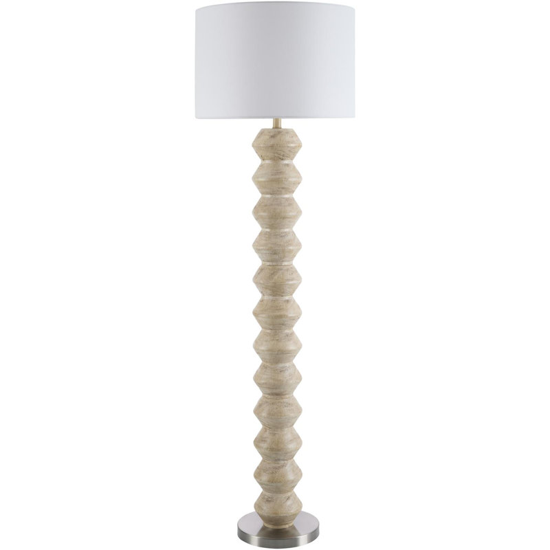 Zaymere Floor Lamp, Ivory, White