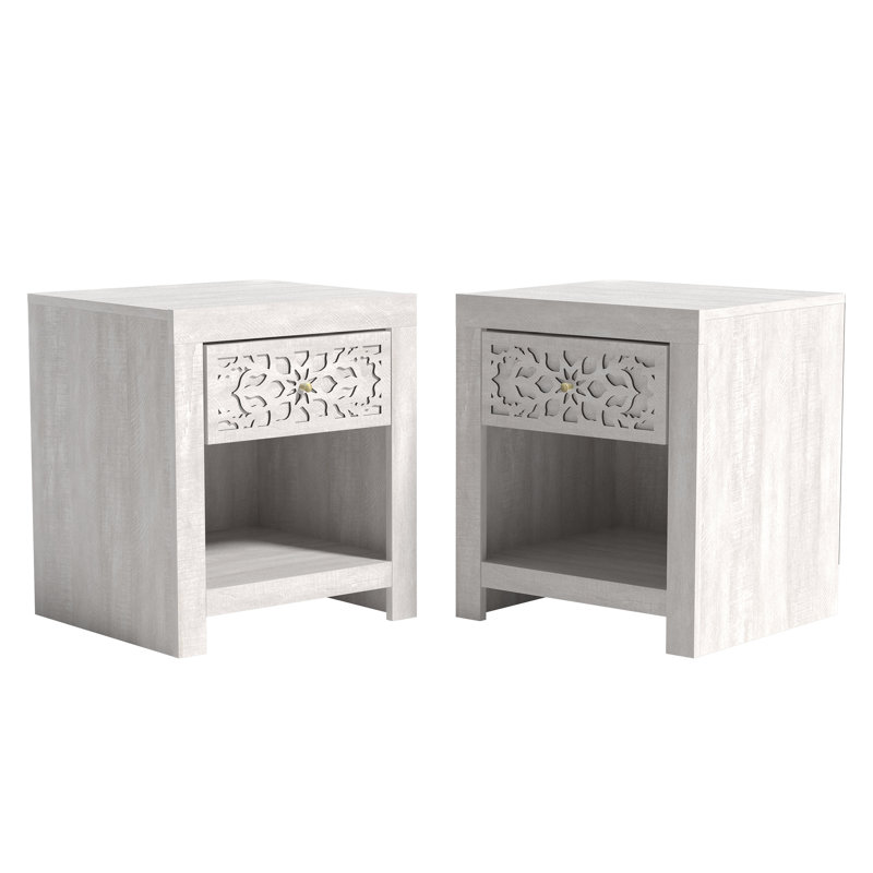 Table de chevet 1 tiroir Lukasik, Chêne gris cendré