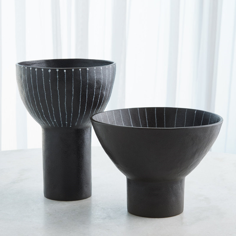 Cinder Footed Bowl-Striped-Sm, 13"H x 10"W x 10"D