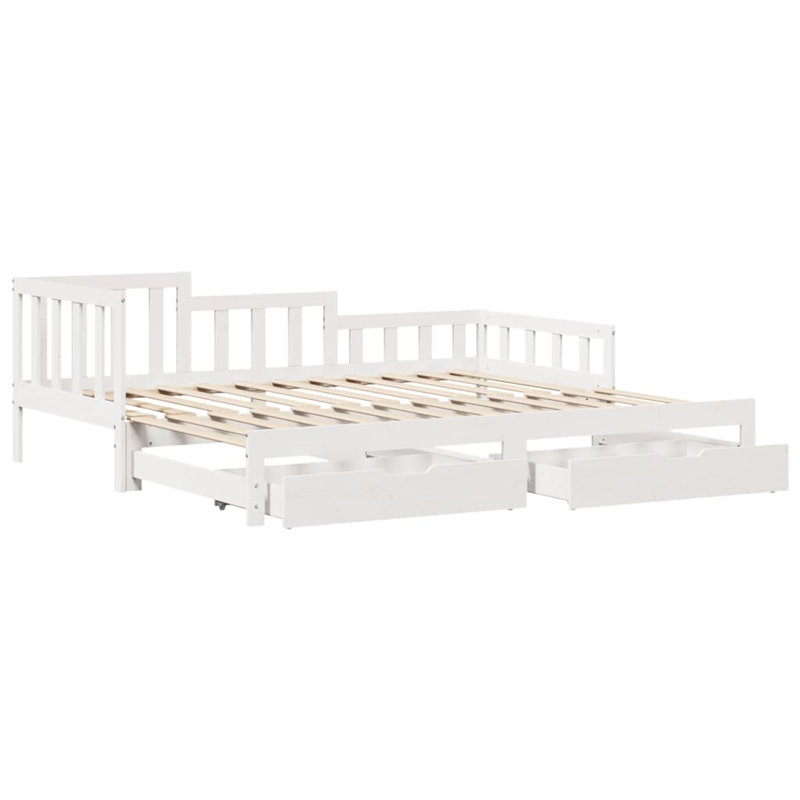 Rohaan Solid Wood with Trundle, Single (3'), White