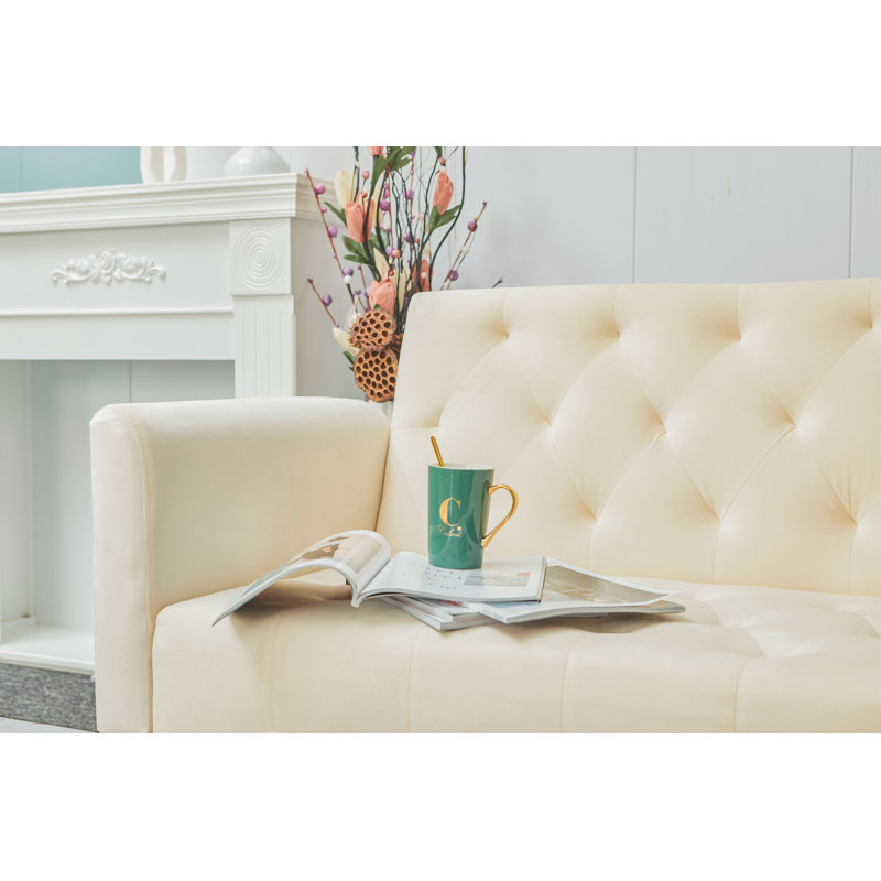 Canapé convertible Cathal, Velours beige