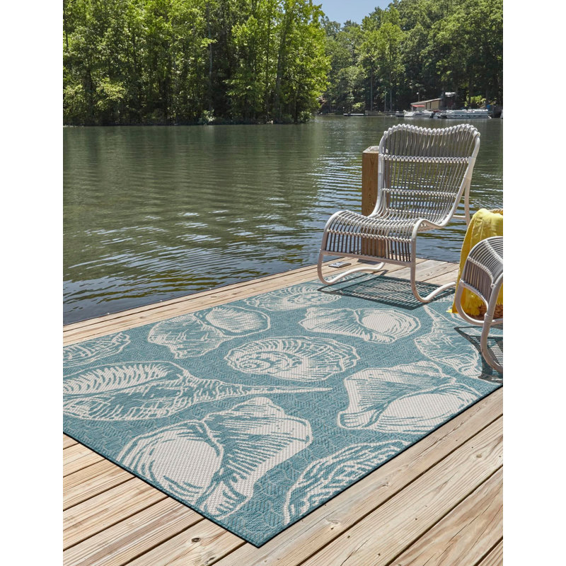 Contemporary Aviesel Area Rug Aqua Color, Rectangle 6'1" x 9'
