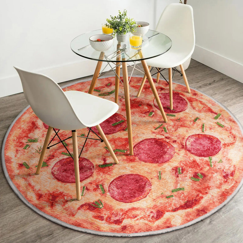 Tapis orange facile à nettoyer Kehr, Rond 5 pi 3 po