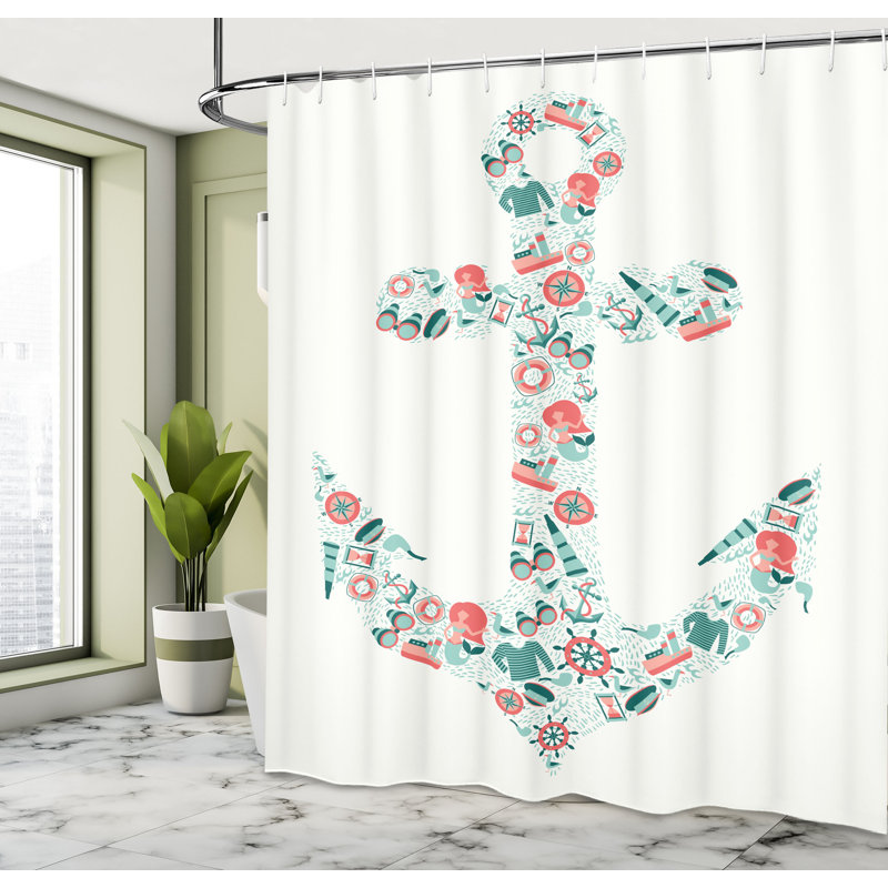 Shower Curtain with Hooks Included, 70"H x 69"W