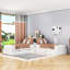 Lit plateforme simple en L avec lit gigogne simple, rangement, bureau et lumière DEL-1147374124