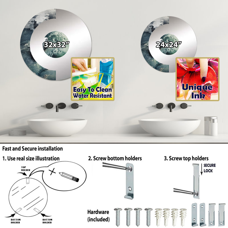 Miroir mural Fayina, 31,4 po x 31,4 po