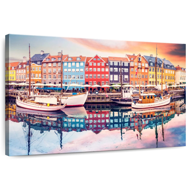 Ravi, quartier coloré de Nyhavn, H 30 po x l 45 po