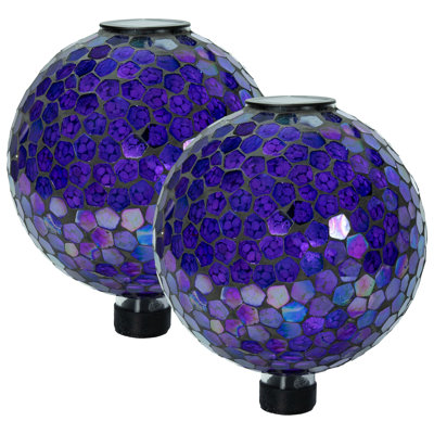 Globe de jardin solaire en verre 10 pouces - Mauve iridescent - ensemble de 2
