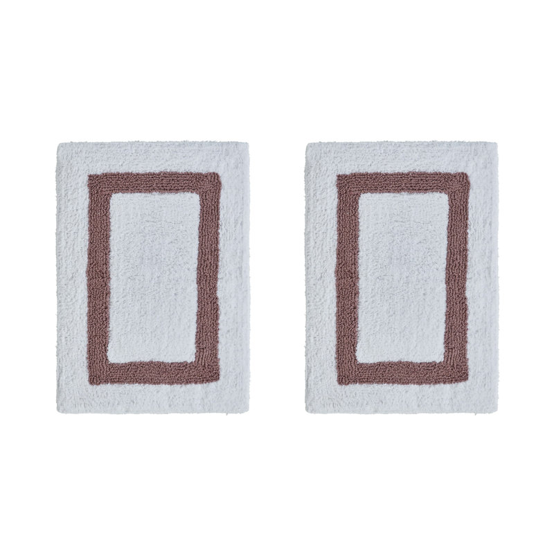 Ensemble de tapis pour salle de bain 2 pièces 100% coton 2370 g / m² Broshouse, tapis de salle de bain touffeté ultra moelleux, super absorbant certifié OEKO-TEX®, réversible, lavable à la machine, confort semblable au spa, blanc / rose