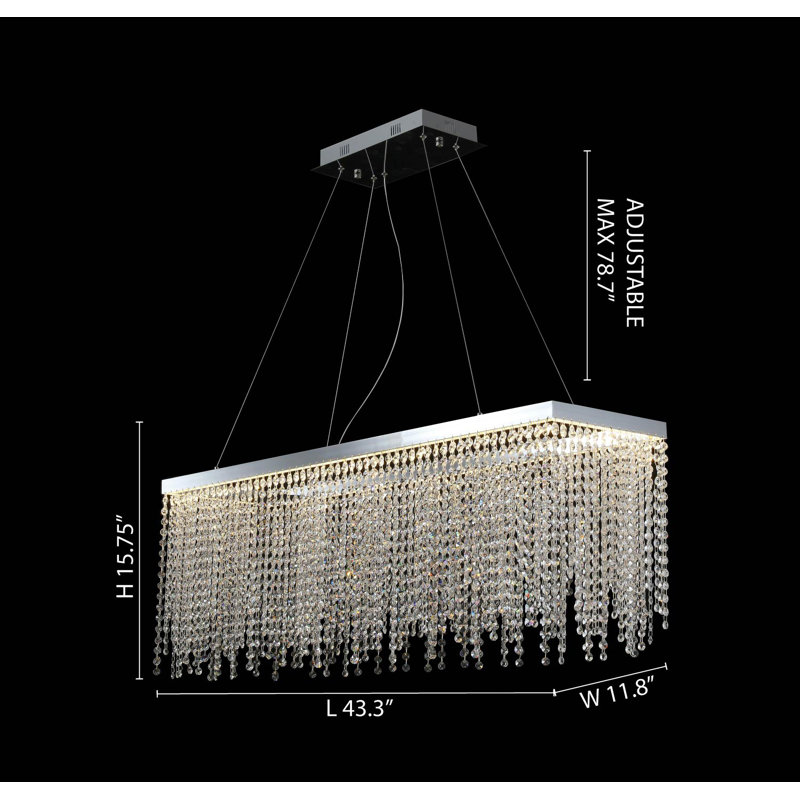 Tim Chrome Dimmable LED Chandelier With Clear Beaded Crystals