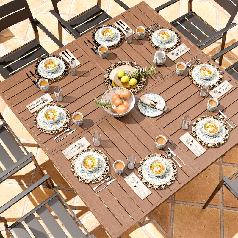 Ensemble repas extérieur pour 8 personnes Amiko Square, Brun