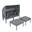 Ensemble de 3 chaises longues de patio avec auvent rétractable et canapé modulaire en métal pour l'extérieur-1016649541