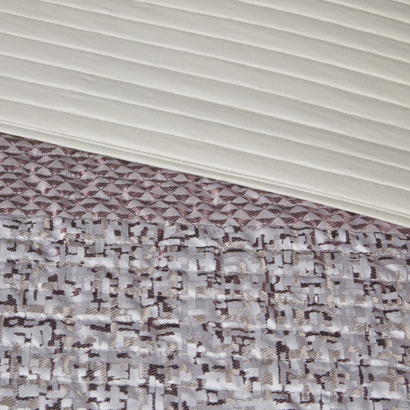 Gray and Navy King Reversible Jacquard Quilt Set