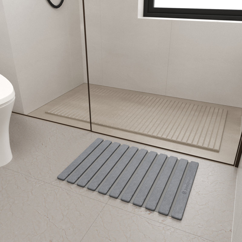 15,4 po X 23,6 po Tapis de salle de bain Diatomaceous Earth, Gris