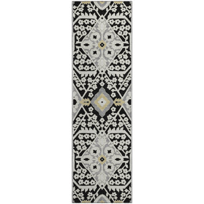 Premium Machine Washable Prisco Black Rug