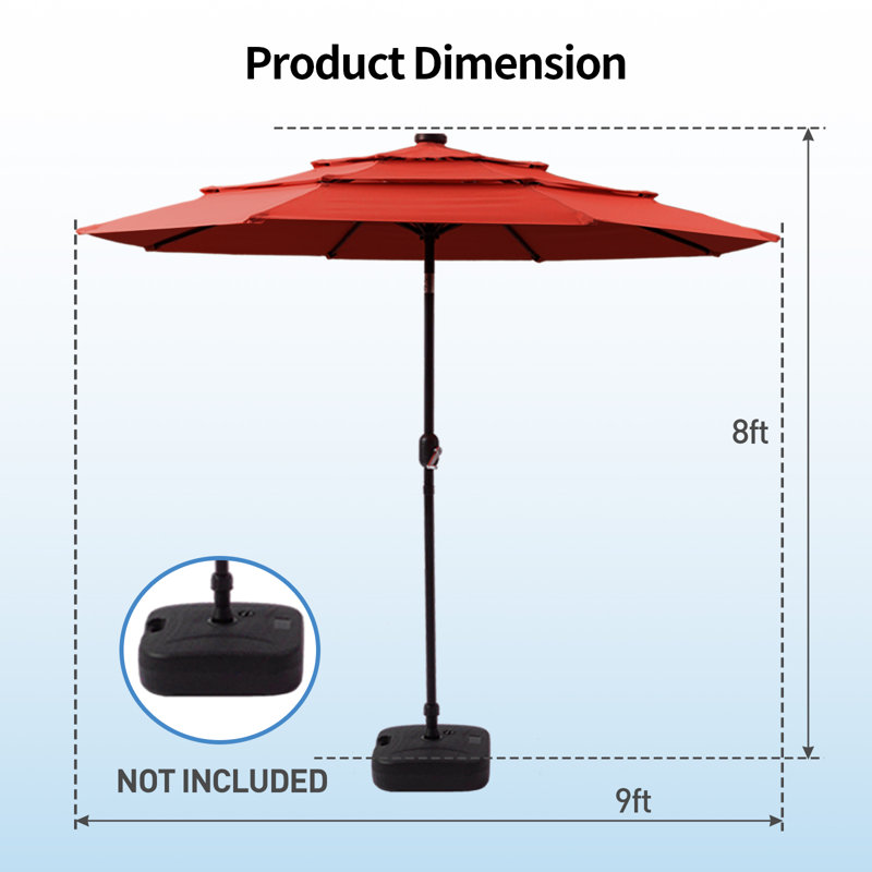 Parasol de marché 11 pi, H 96,5 po x l 108 po x P 108 po, Rouge