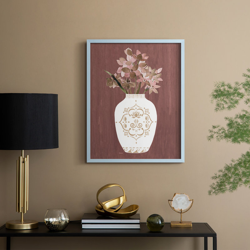 Romantic Florals I Framed Print - Solid Wood, 30" H x 24" W, Blue
