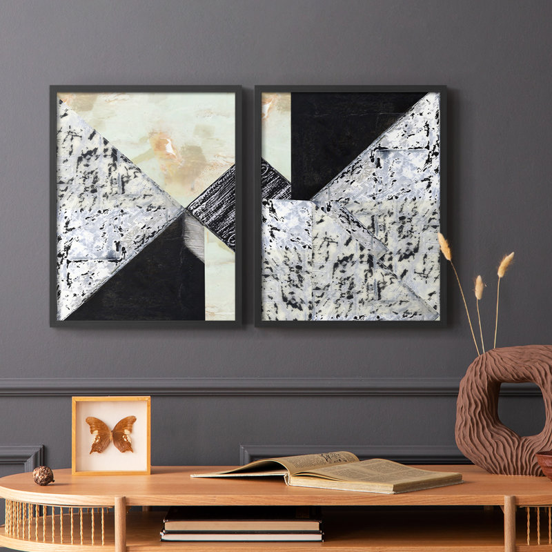 «Tiles & Texture Abstract Angles I», reproduction encadrée de qualité supérieure - prête à être accrochée - aucun clou requis - aucun clou requis