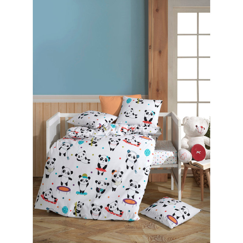 Ensemble de housse de couette 100% coton noir / rouge / bleu / blanc Jadeline